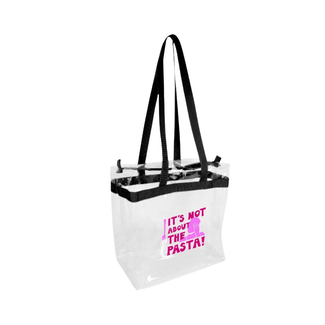 It's Not About The Pasta Clear Vinyl Tote Bag - Signed by James Kennedy - James Kennedy Merch